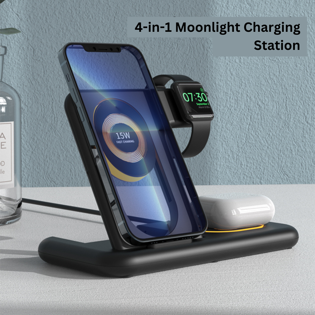 4 in 1 Moodlight Wireless Charging Station (Black)